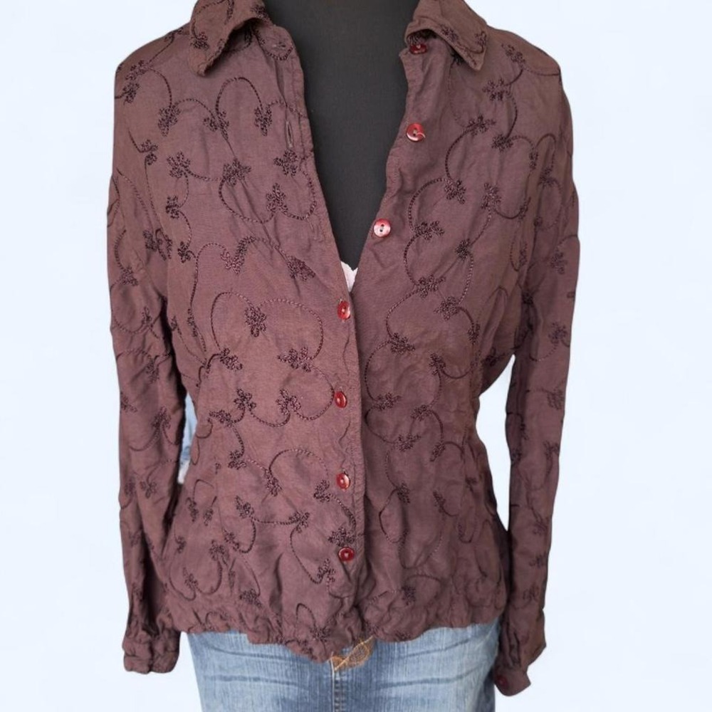Vintage Aeropostale Y2K Embroidered Button-Up Blouse - Picture 2 of 6